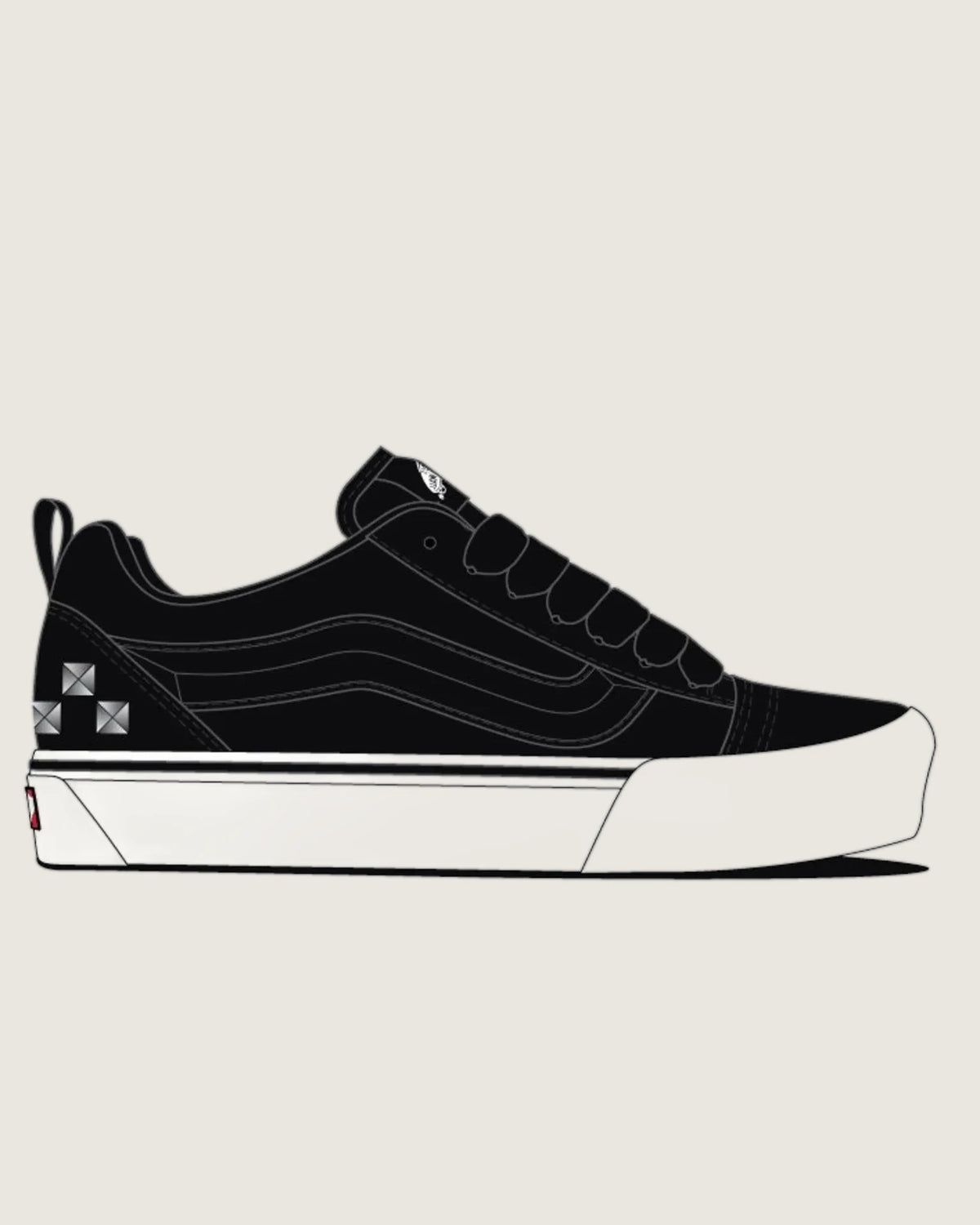 Vans Knu Skool STUDS Black/Black/Whi Cipő VN000E9XB8C1 - 1