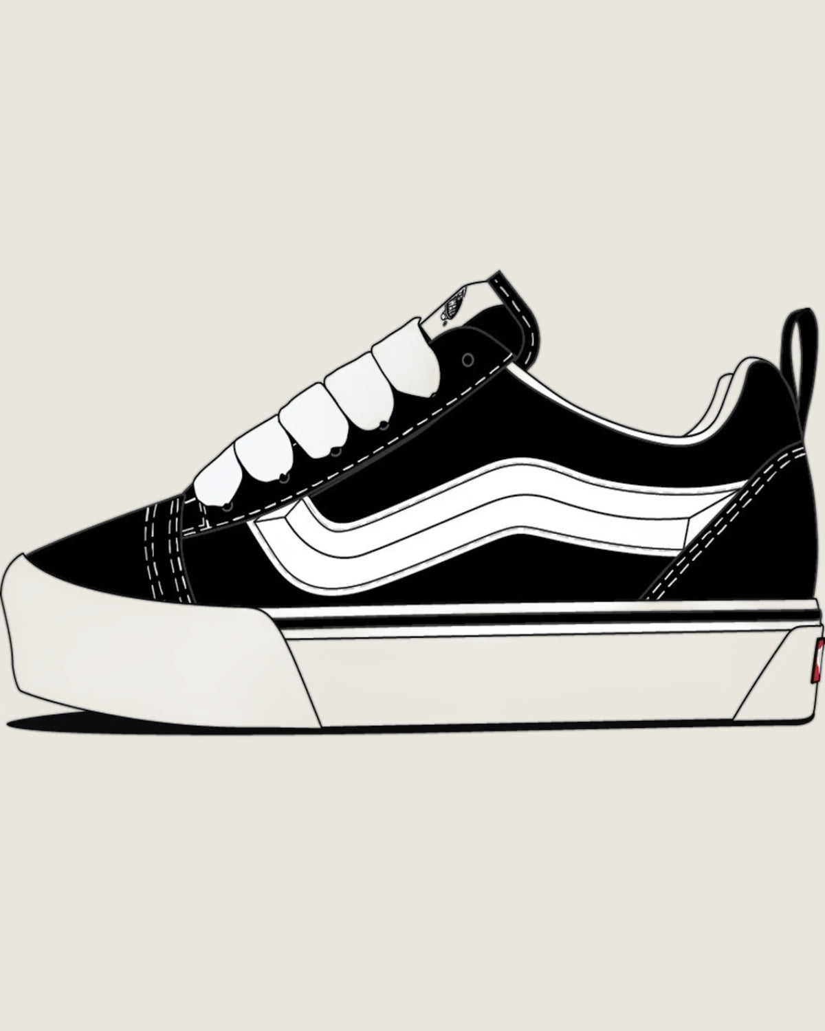 VANS Knu Skool Elastic Lace B Black/True Whit Cipő VN000D0K6BT1 - 8