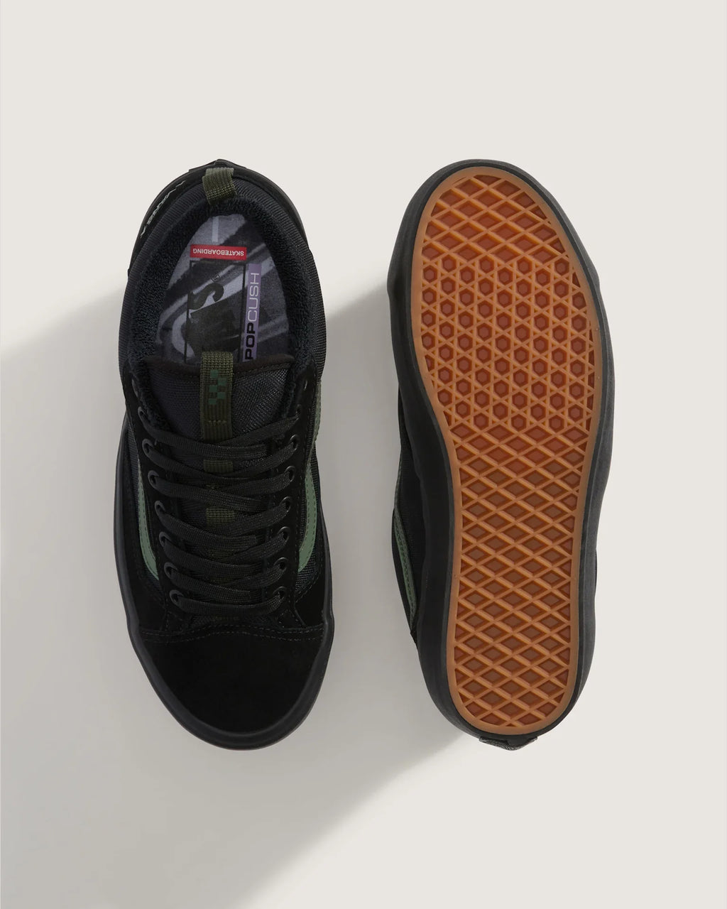 VANS Skate Old Skool 36 + Atiba BLACK/DARK GREEN Cipő kép 3