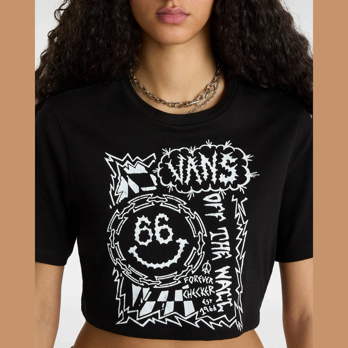 VANS FOREVER CHECKER CREW CROP II Black kép 6