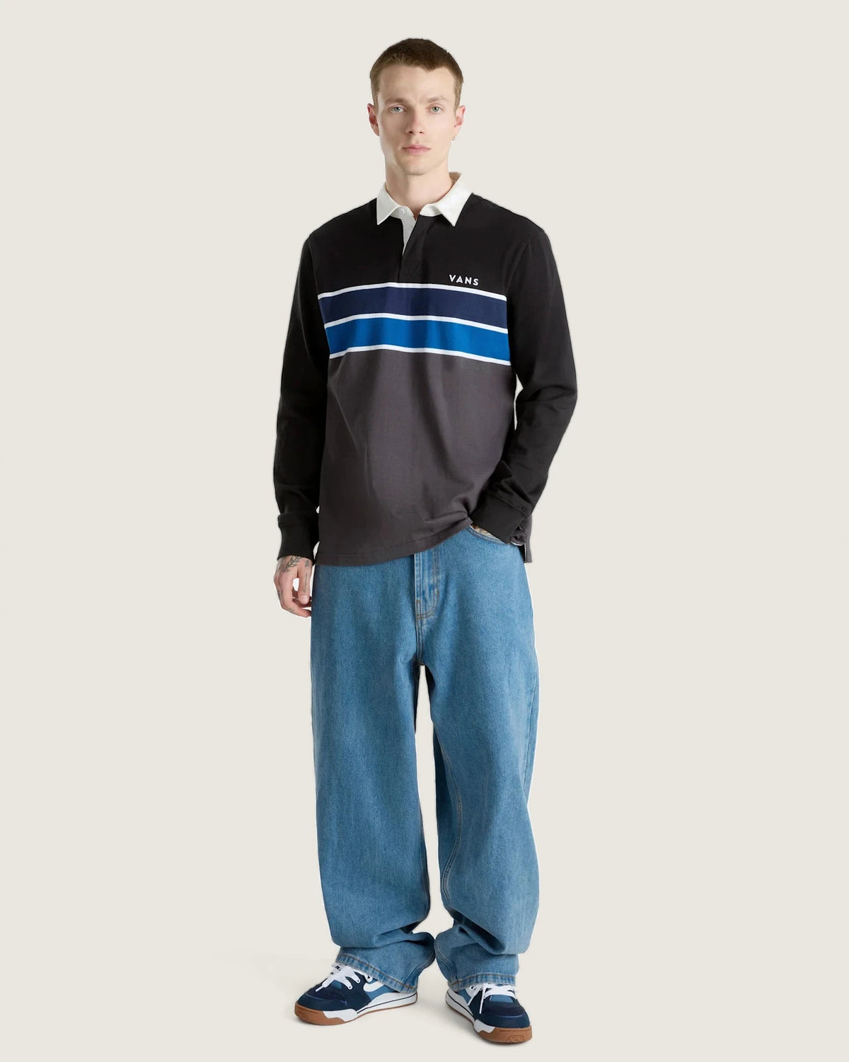 VANS Harrison Rugby LS Knit BLACK/ASPHALT Ing VN000HDZKOU1 - 6