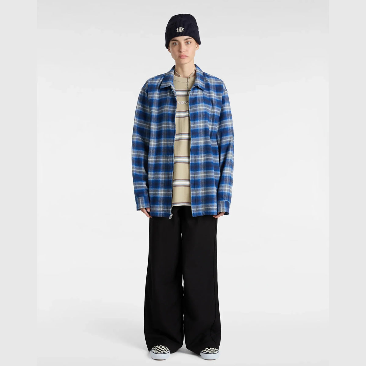 VANS MONTWOOD ZIP FLANNEL DRESS BLUES/TRUE BLUE kép 4