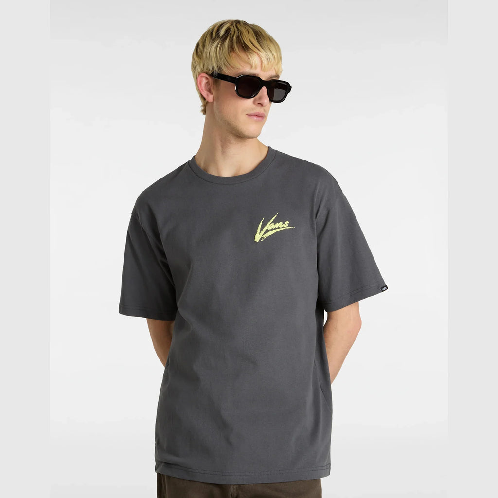 VANS Brush Script LOOSE SS Asphalt/Shadow Lime kép 3
