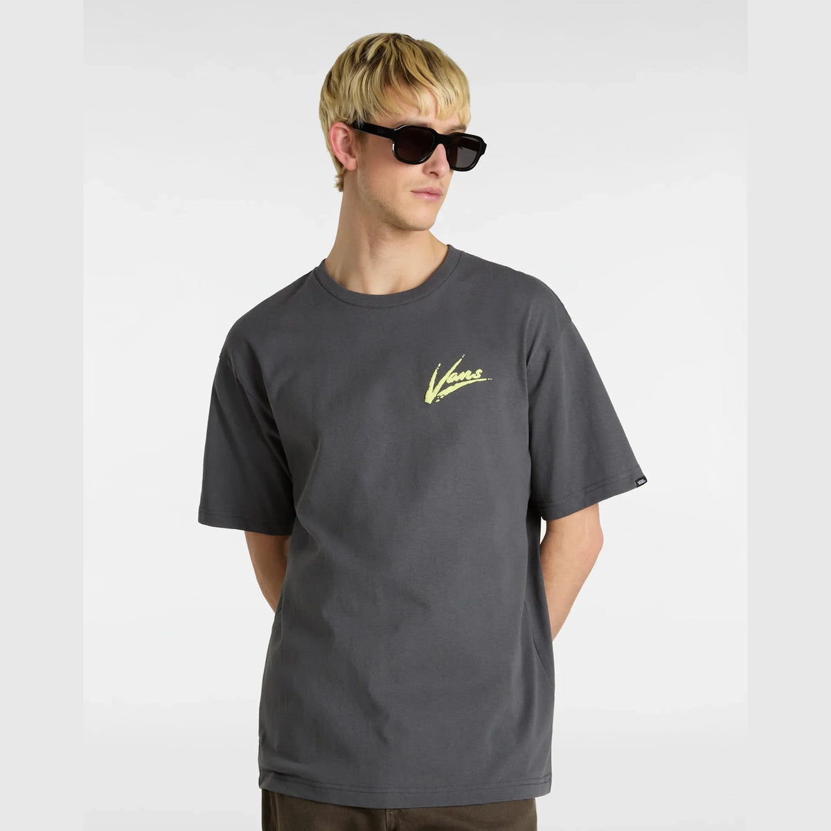VANS Brush Script LOOSE SS Asphalt/Shadow Lime kép 3