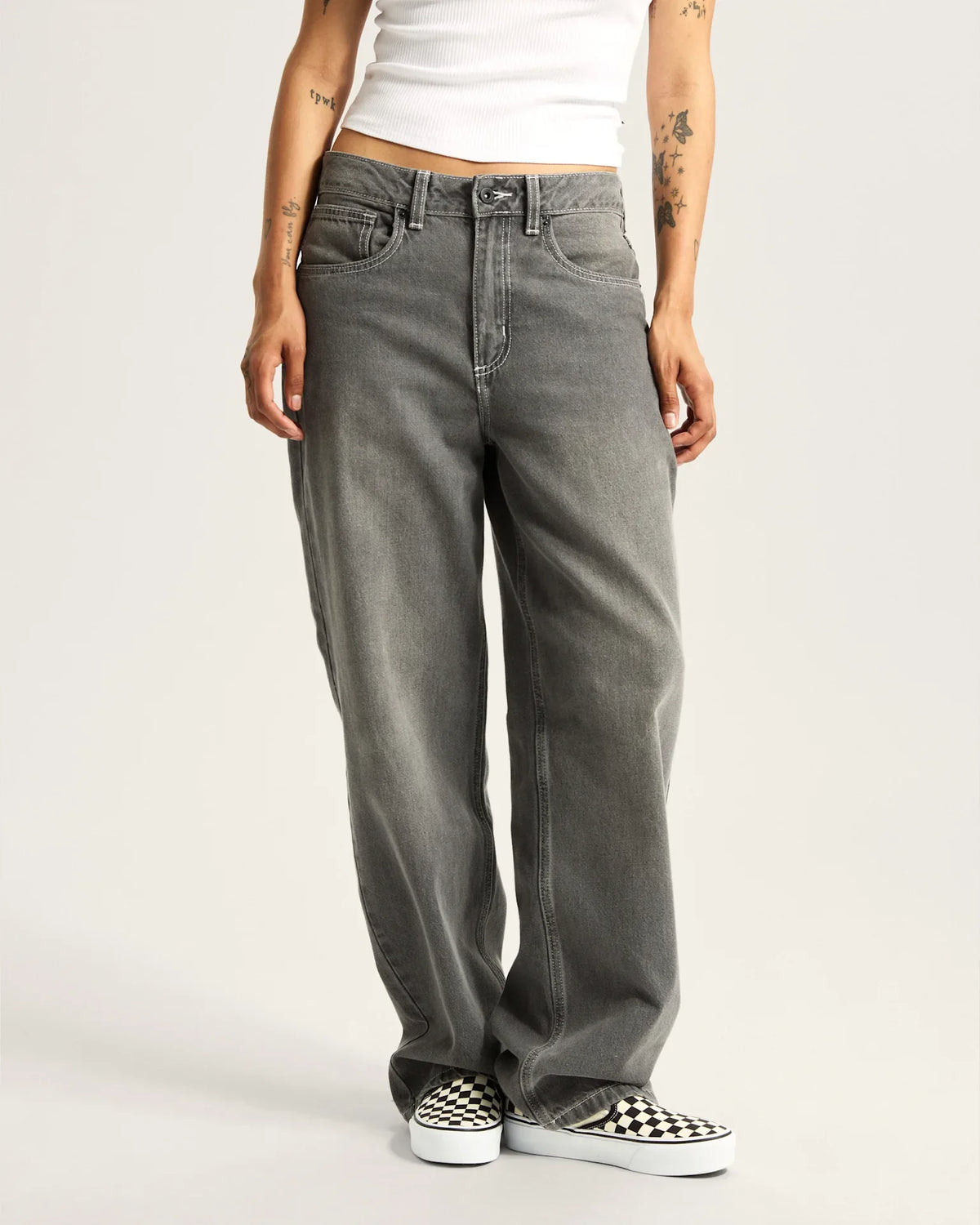 VANS Sirelle 5 Pocket Puddle Pants GREY WASH Nadrág kép 3