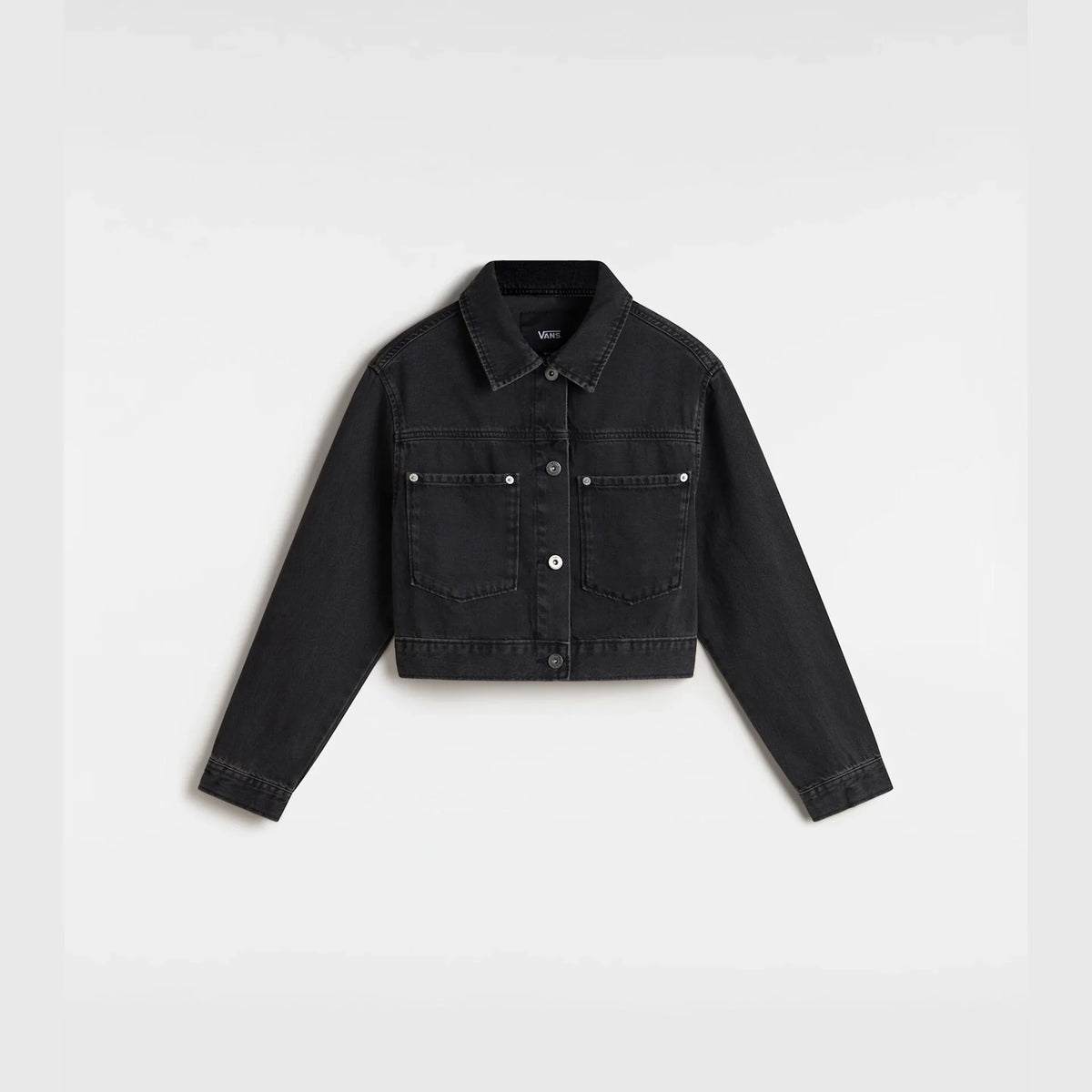 VANS Raynes Denim Crop Trucker Jacket Washed Black kép 1