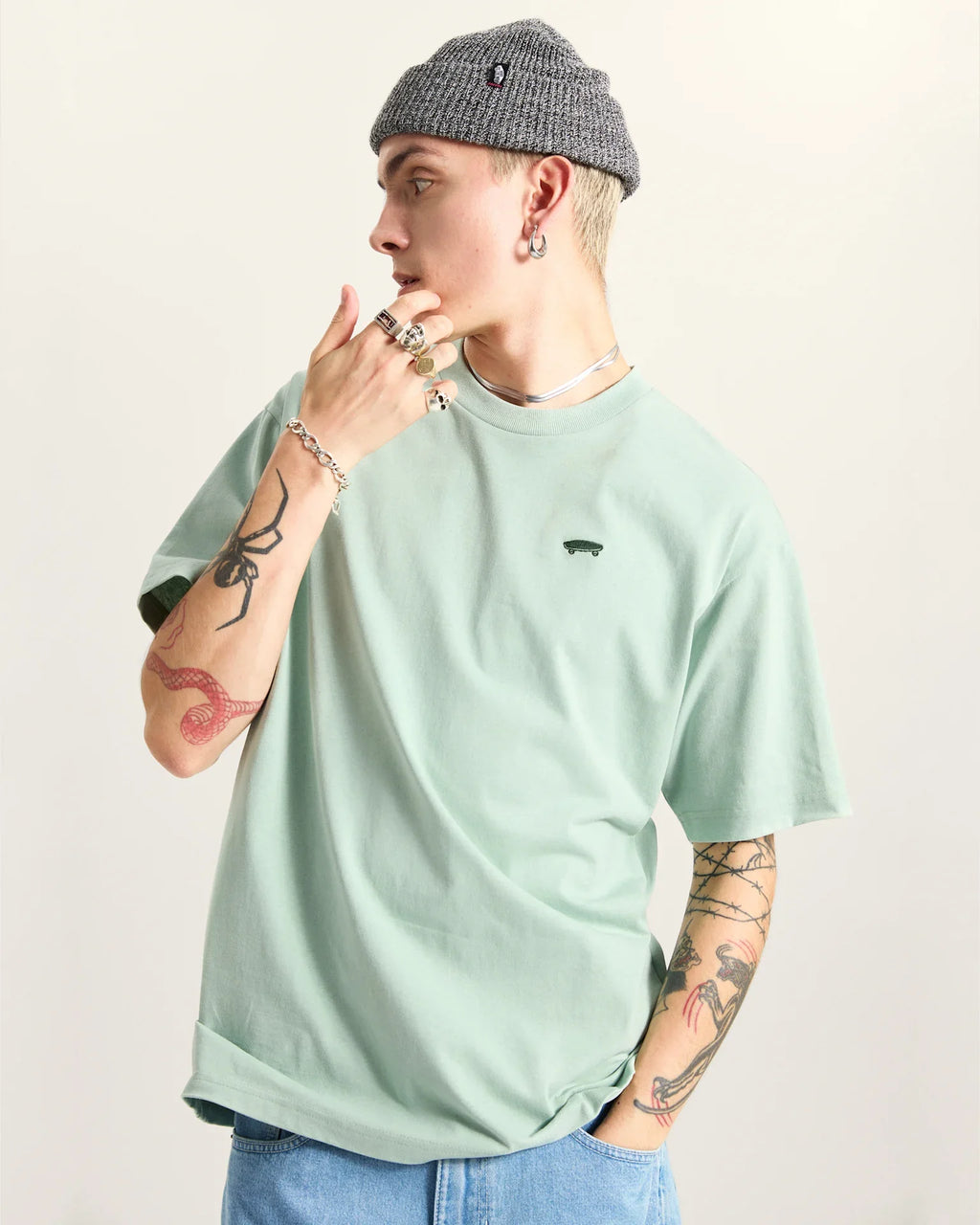 VANS SALTON LOOSE SS Gray Olive Póló kép 1