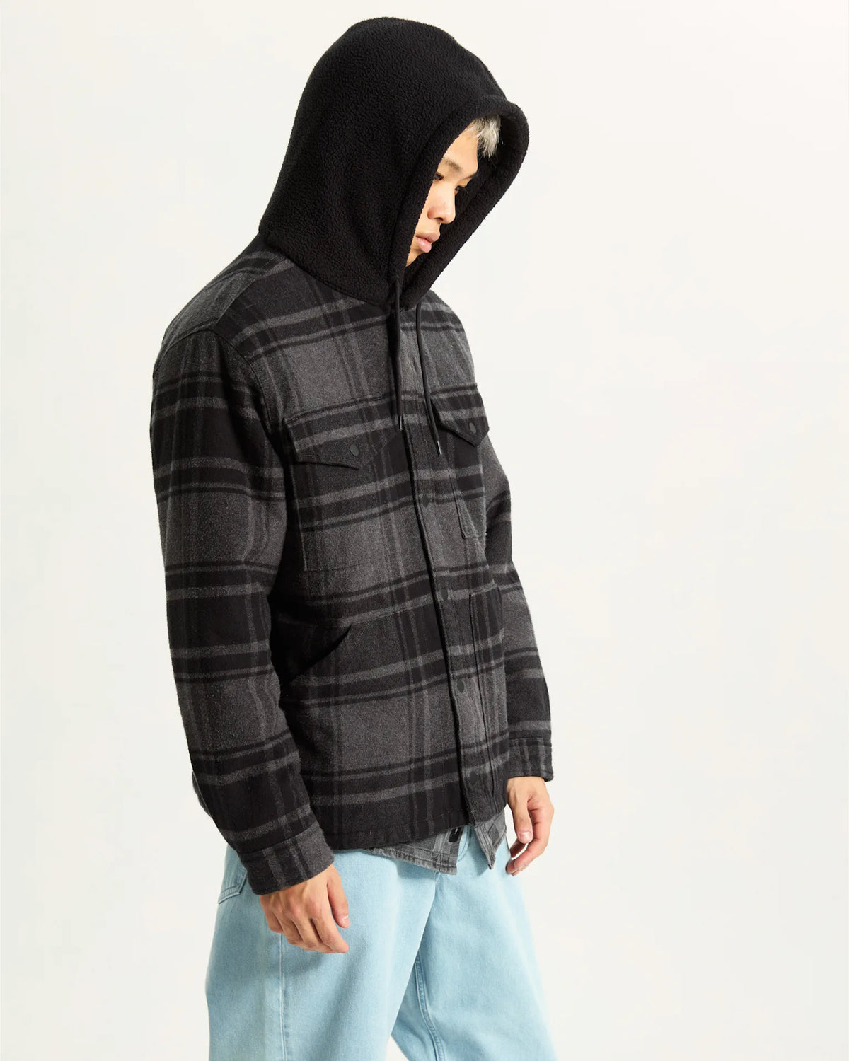 VANS Piedmont Hooded Plaid Shacket BLACK/ASPHALT HEATHER Ing VN000P7VQFY1 - 5