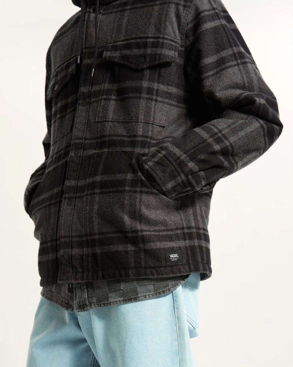 VANS Piedmont Hooded Plaid Shacket BLACK/ASPHALT HEATHER Ing VN000P7VQFY1 - 8