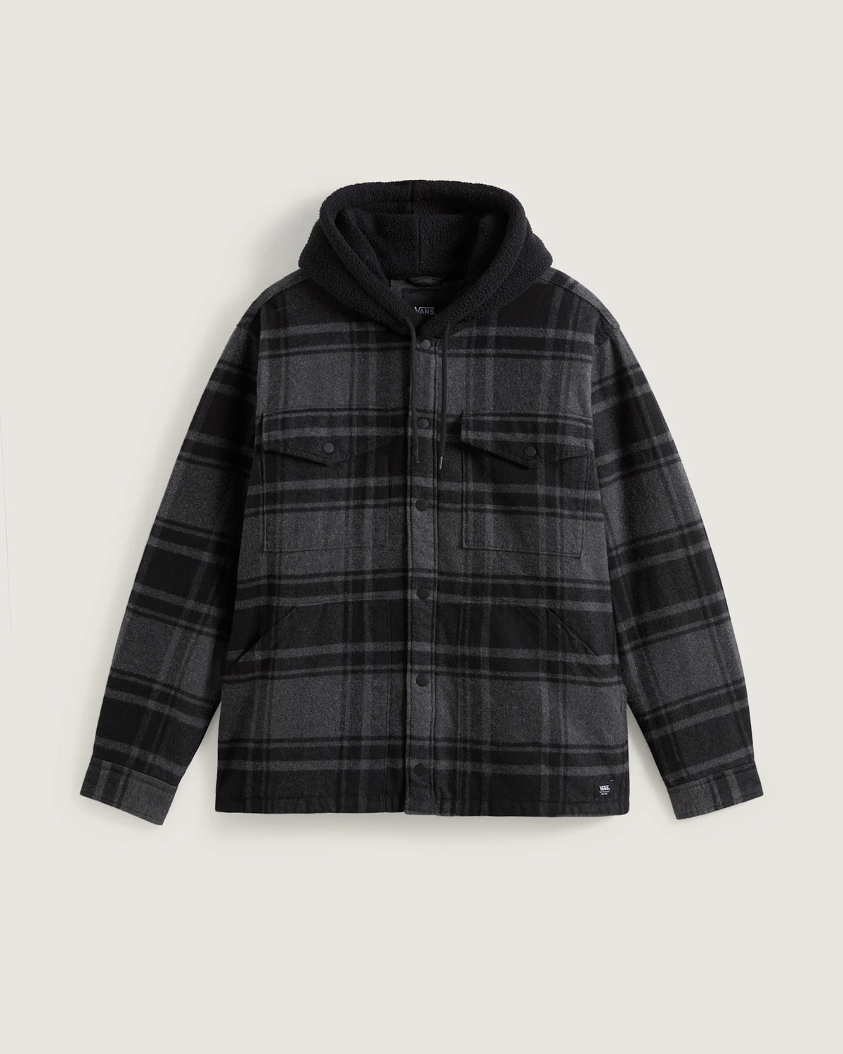 VANS Piedmont Hooded Plaid Shacket BLACK/ASPHALT HEATHER Ing VN000P7VQFY1 - 1