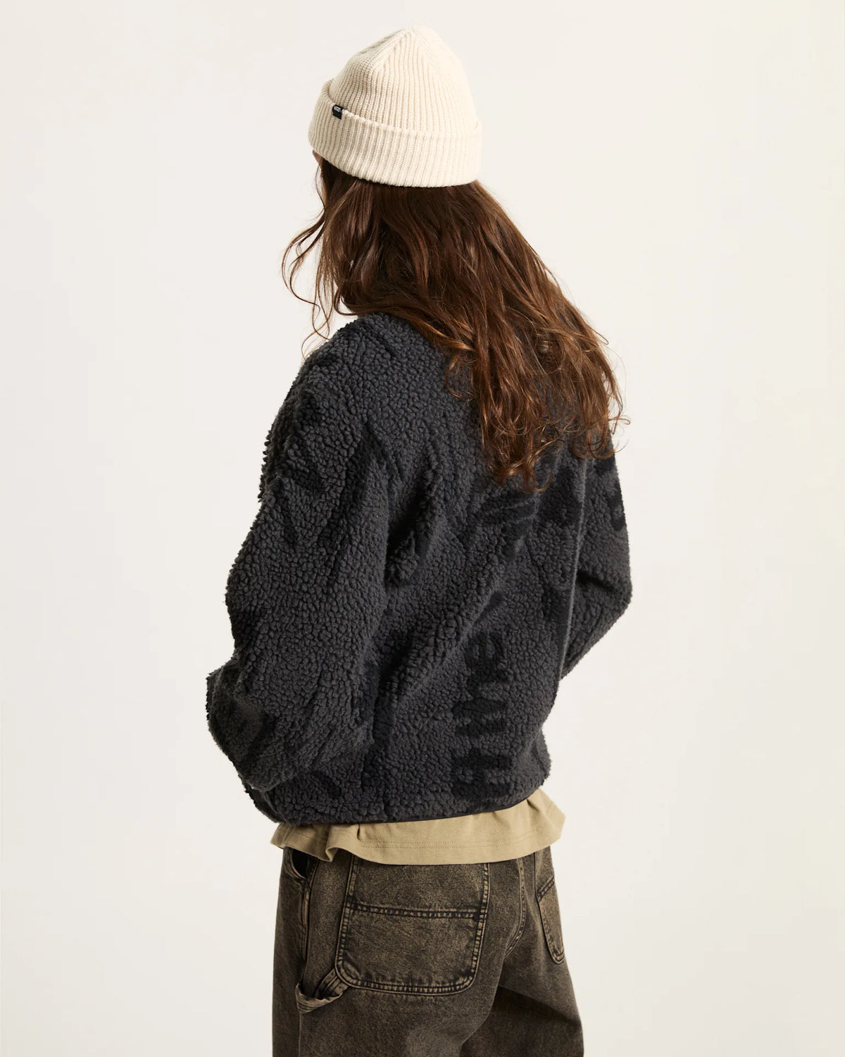 VANS Stiller Sherpa Full Zip ASPHALT/BLACK Pulóver VN000PB5O791 - 4