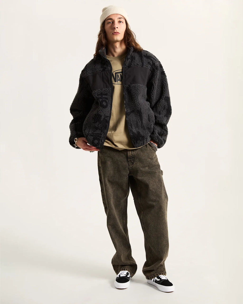 VANS Stiller Sherpa Full Zip ASPHALT/BLACK Pulóver VN000PB5O791 - 5