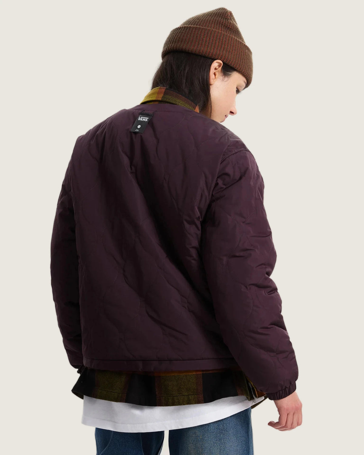 VANS Suffolk Cheetah Check Pile Coat Dark Port Kabát VN000Q53EMS1 - 8