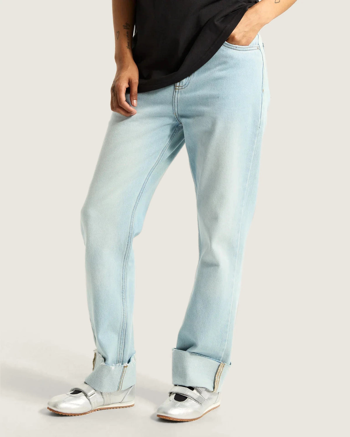VANS Annabelle Straight Leg Pant LIGHT STONEWASH kép 3