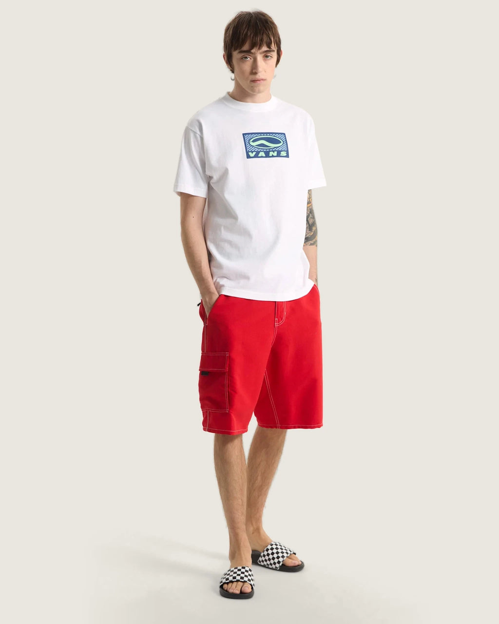 VANS Voyage Long Cargo Boardshort RACING RED Úszónadrág VN000SQHIZQ1 - 6