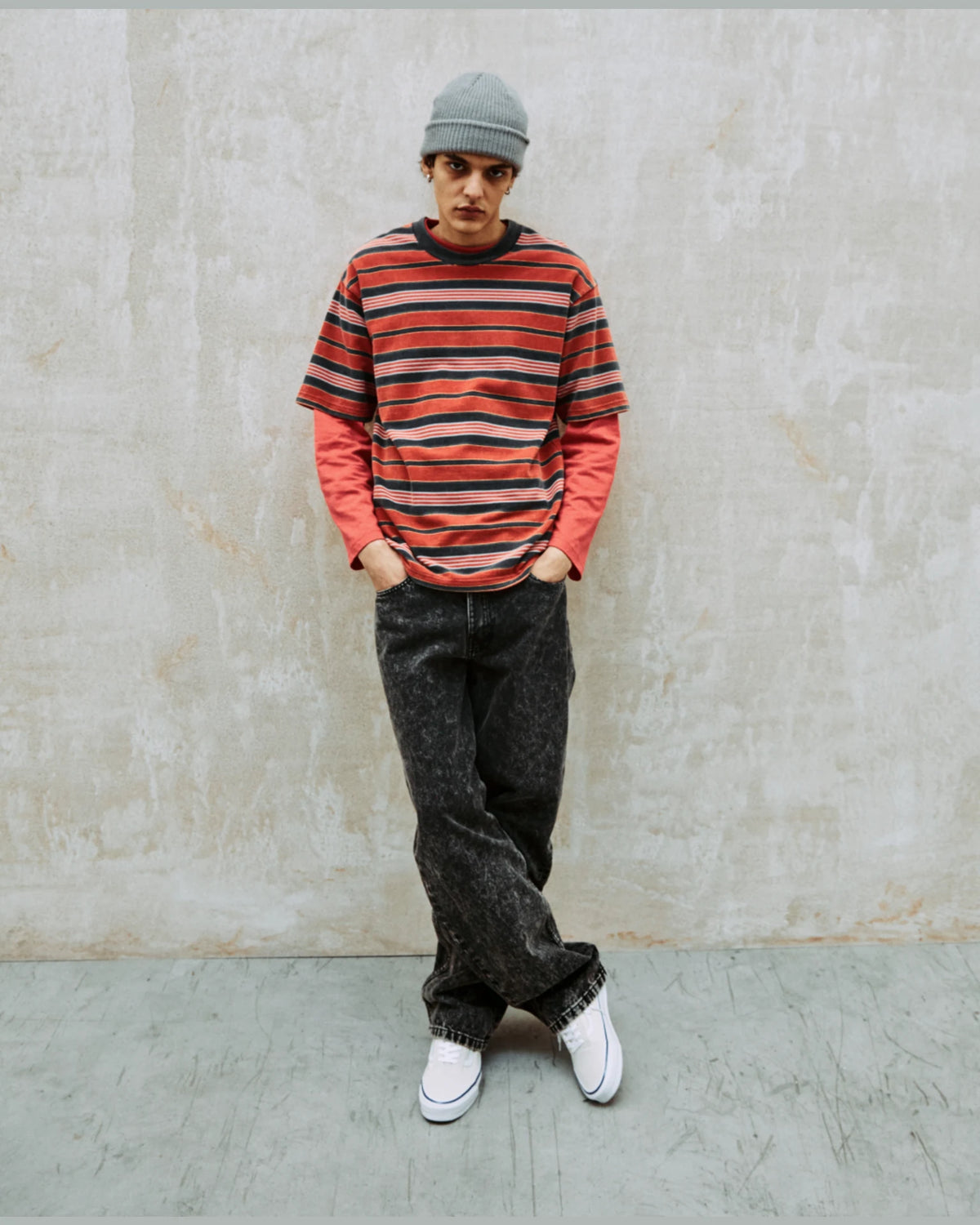 VANS Pique Stripe SS Knit RACING RED Póló VN000T6BIZQ1 - 3