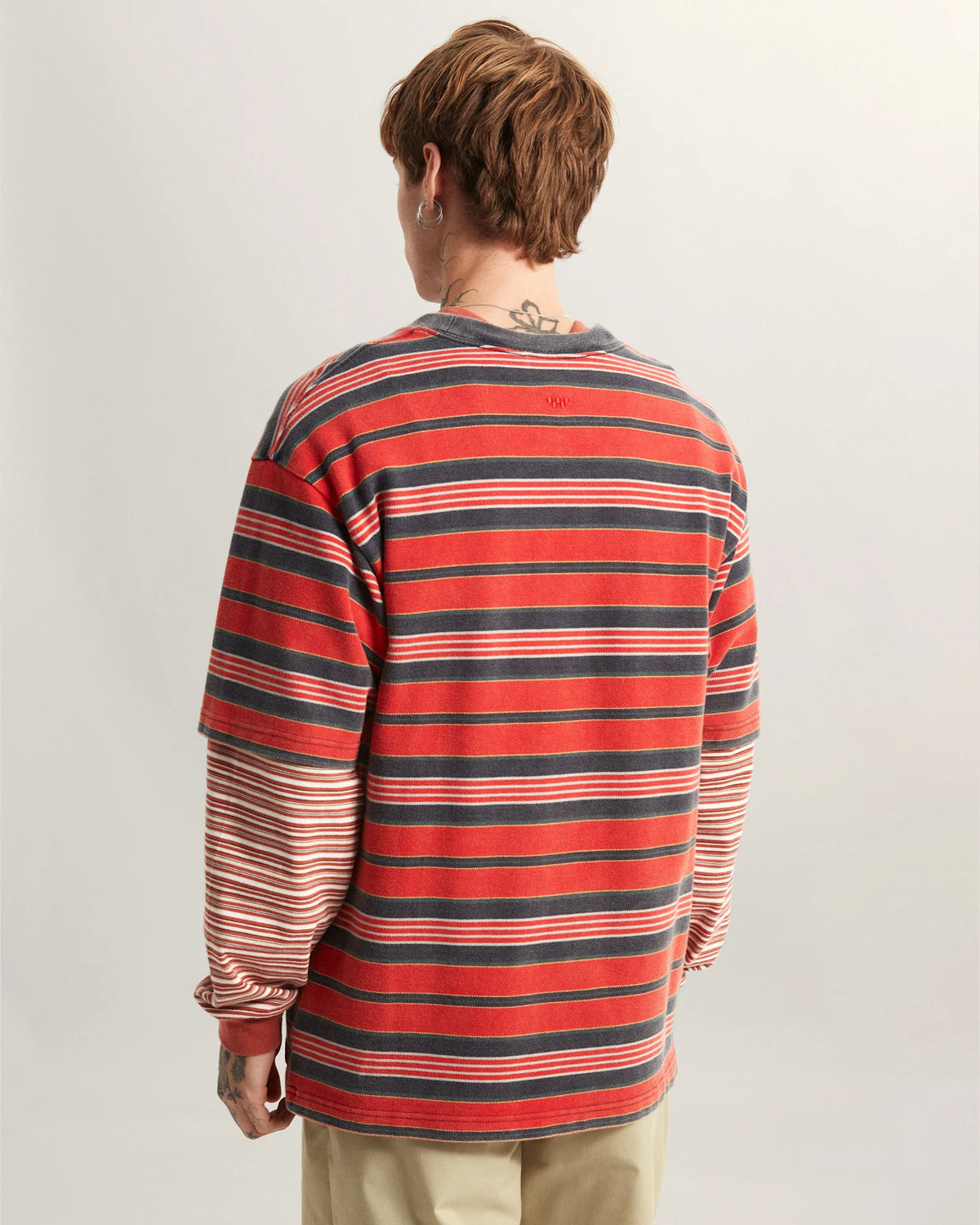 VANS Pique Stripe SS Knit RACING RED Póló VN000T6BIZQ1 - 5