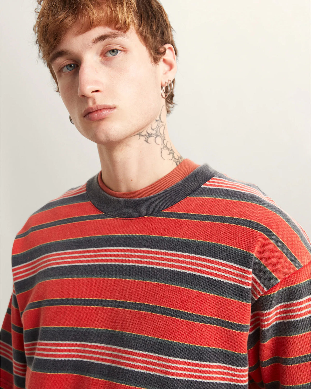 VANS Pique Stripe SS Knit RACING RED Póló VN000T6BIZQ1 - 8