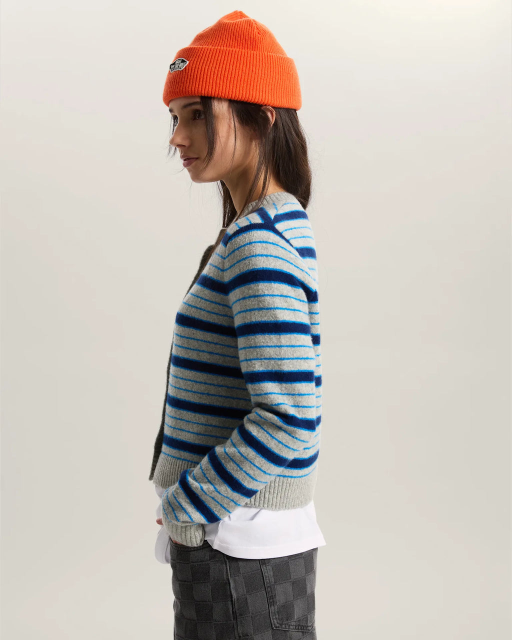 VANS LX Dolly Stripe Cardiga Cement Hthr/BrightAzure Pulóver VN000T91GDR1 - 5