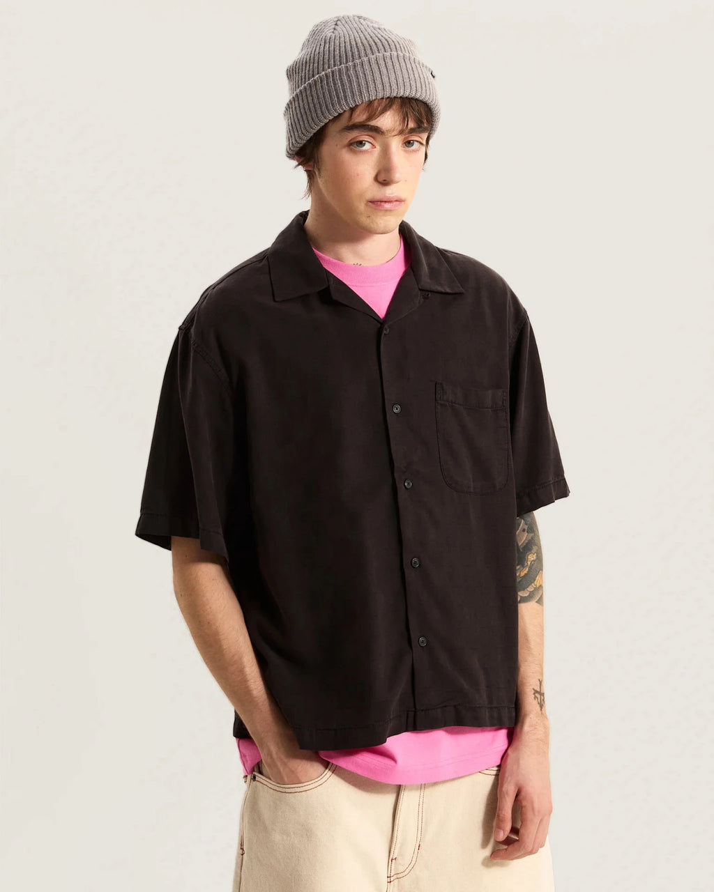 VANS Van Doren Tencel Check Camp SS Shirt Black Ing VN000TA4BLK1 - 3