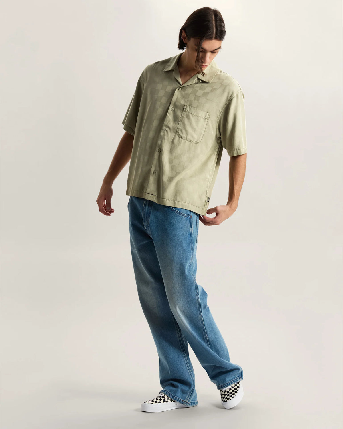 VANS Van Doren Tencel Check Camp SS Shirt Soft Sage Ing VN000TA4FSG1 - 5