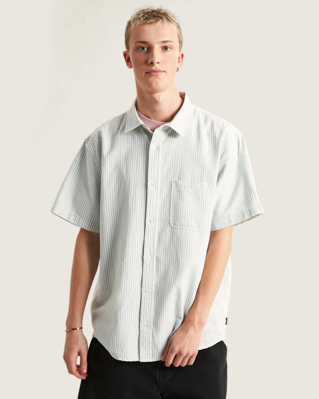 VANS Lawson Stripe SS Shirt Dawn Mist/Marshmallow Ing VN000TAGGCH1 - 3