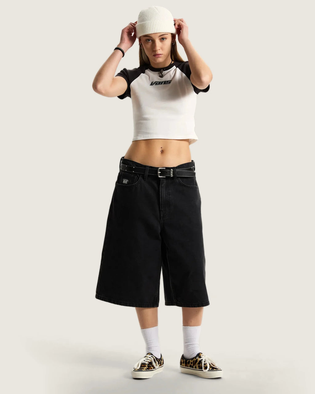 VANS Clare Baby Tee True White/Black Póló VN000TBSTWB1 - 5
