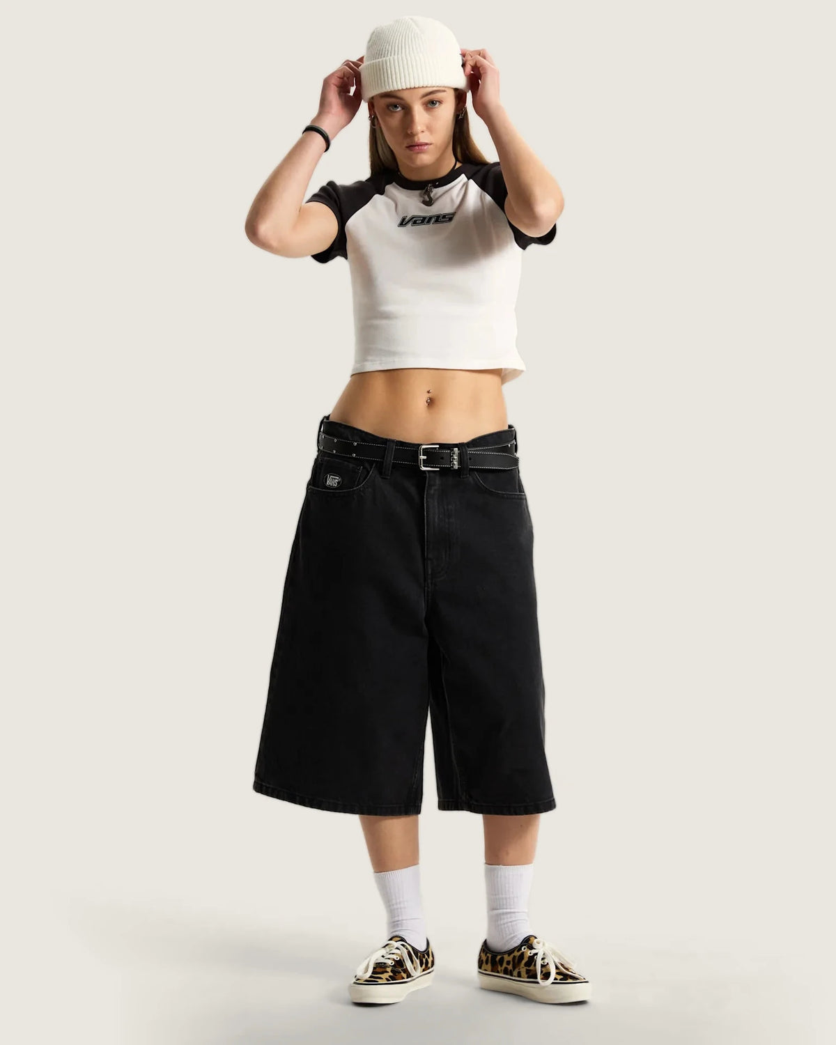 VANS Clare Baby Tee True White/Black Póló VN000TBSTWB1 - 5
