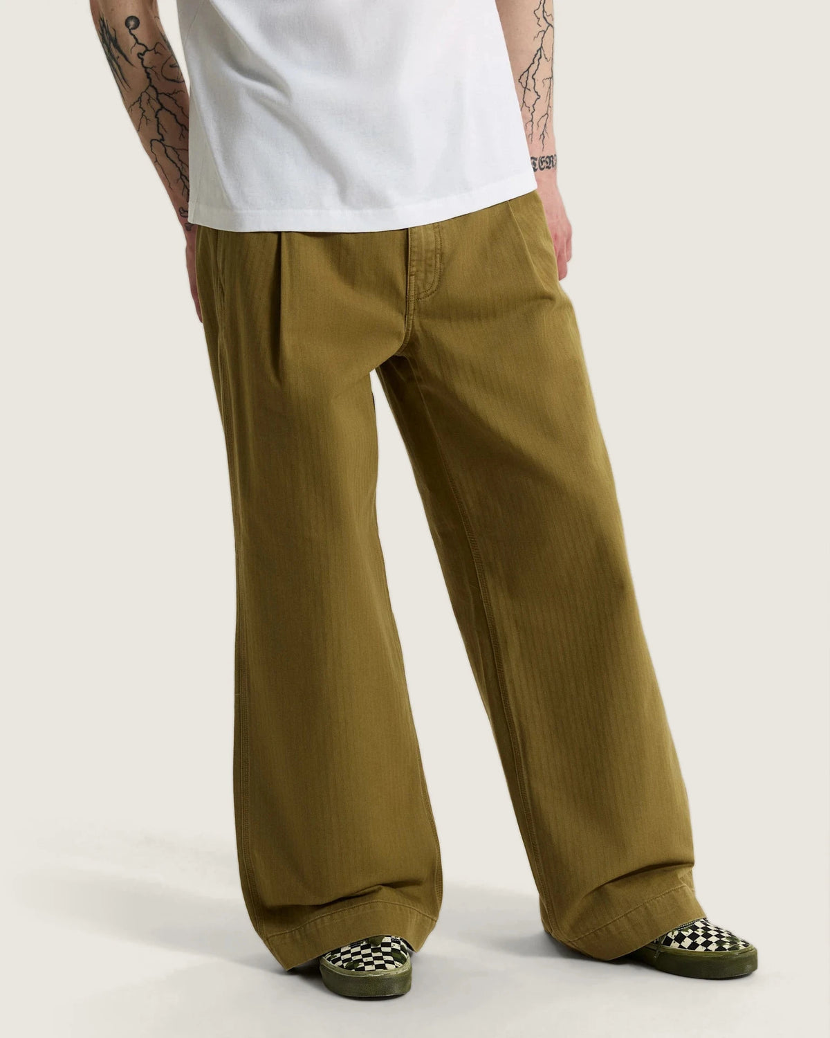 Vans Authentic Chino Loose Wide Leg Pant Olive Brown Textil VN000W1ROVB1 - 3