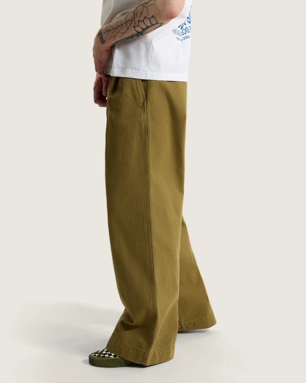 Vans Authentic Chino Loose Wide Leg Pant Olive Brown Textil VN000W1ROVB1 - 5