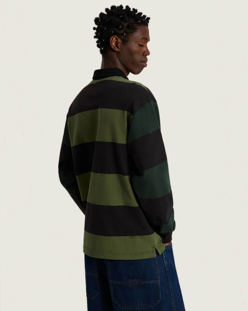 Vans 2-Tone Stripe Ward Rugby LS Black/Green Bal Textil VN00103DHU41 - 4