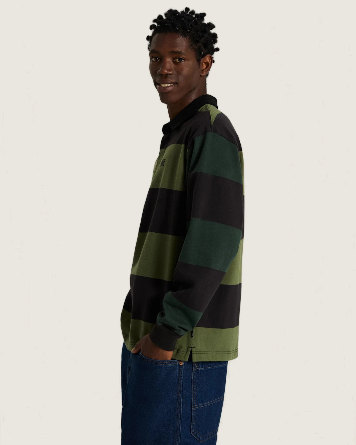 Vans 2-Tone Stripe Ward Rugby LS Black/Green Bal Textil VN00103DHU41 - 5