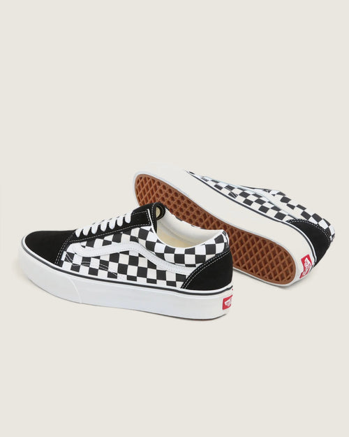 VANS UA Old Skool Platform (CHECKERBOARD) BLK/TR WHT Cipő kép 3