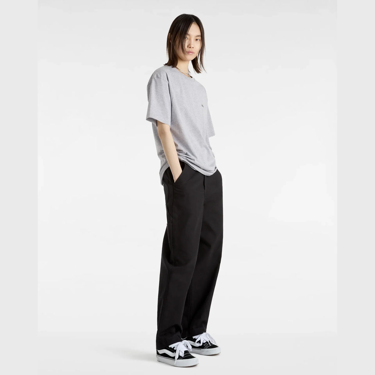 VANS LEFT CHEST LOGO TEE Athletic Heather/Black Póló kép 4